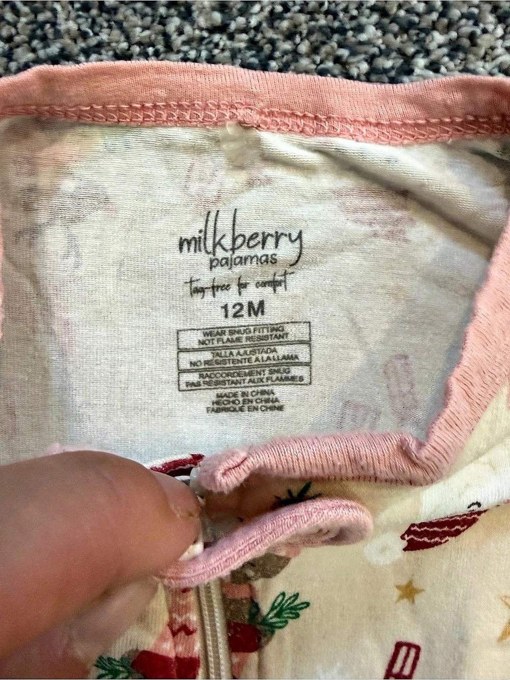 milkberry Santa and Reindeer Christmas Footed Pajama Sleeper Baby 12M - Picture 3 of 5
